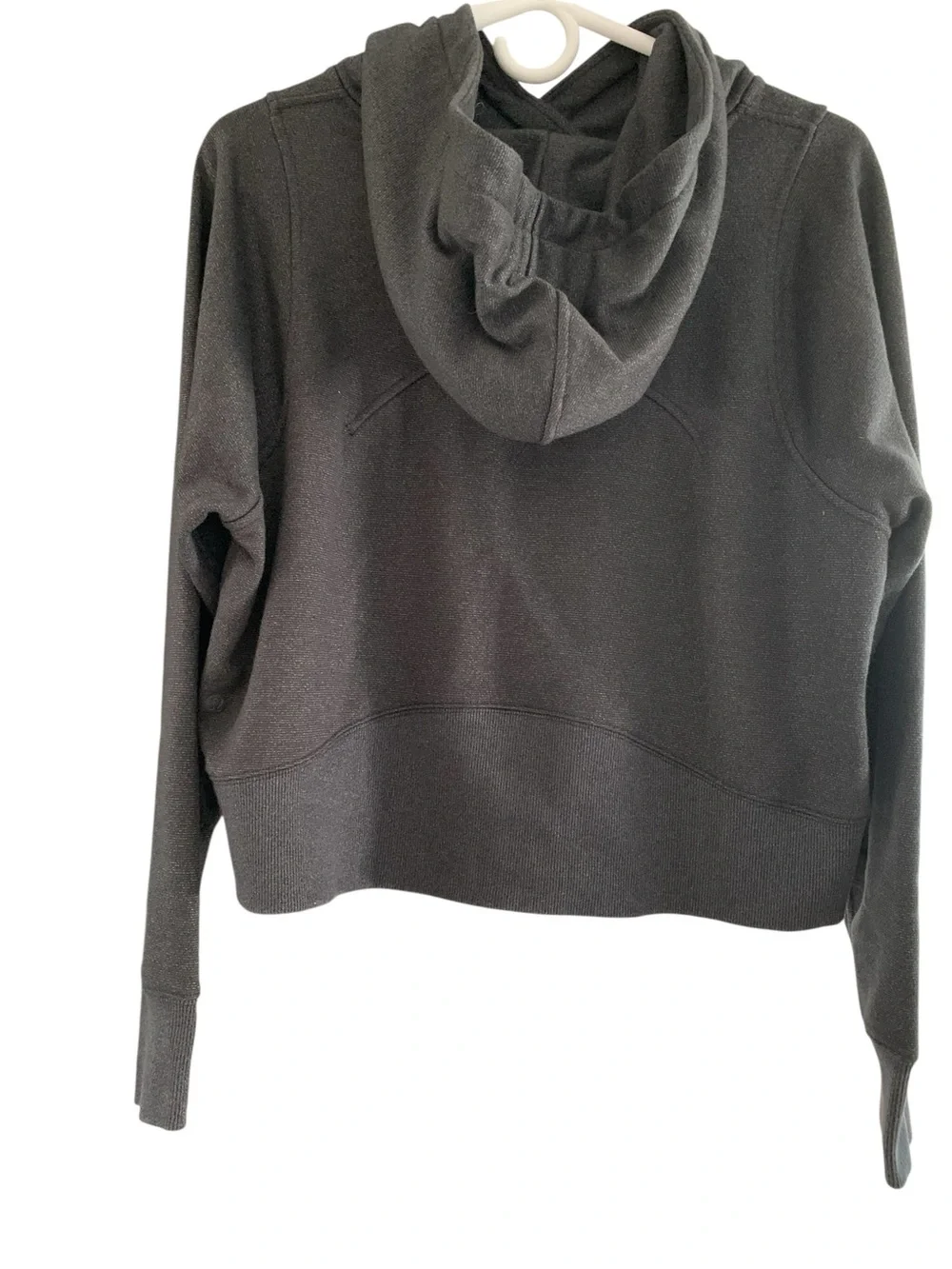 LULULEMON Loungeful Cropped Hoodie *spark Black/Gray size 10 - Picture 7 of 11